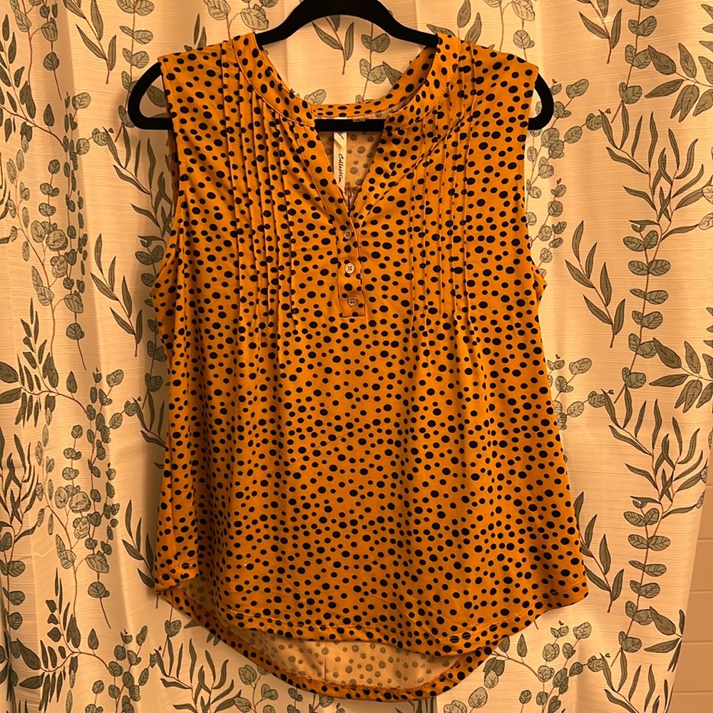 Medium/Large Mustard Colored Polka Dot Blouse